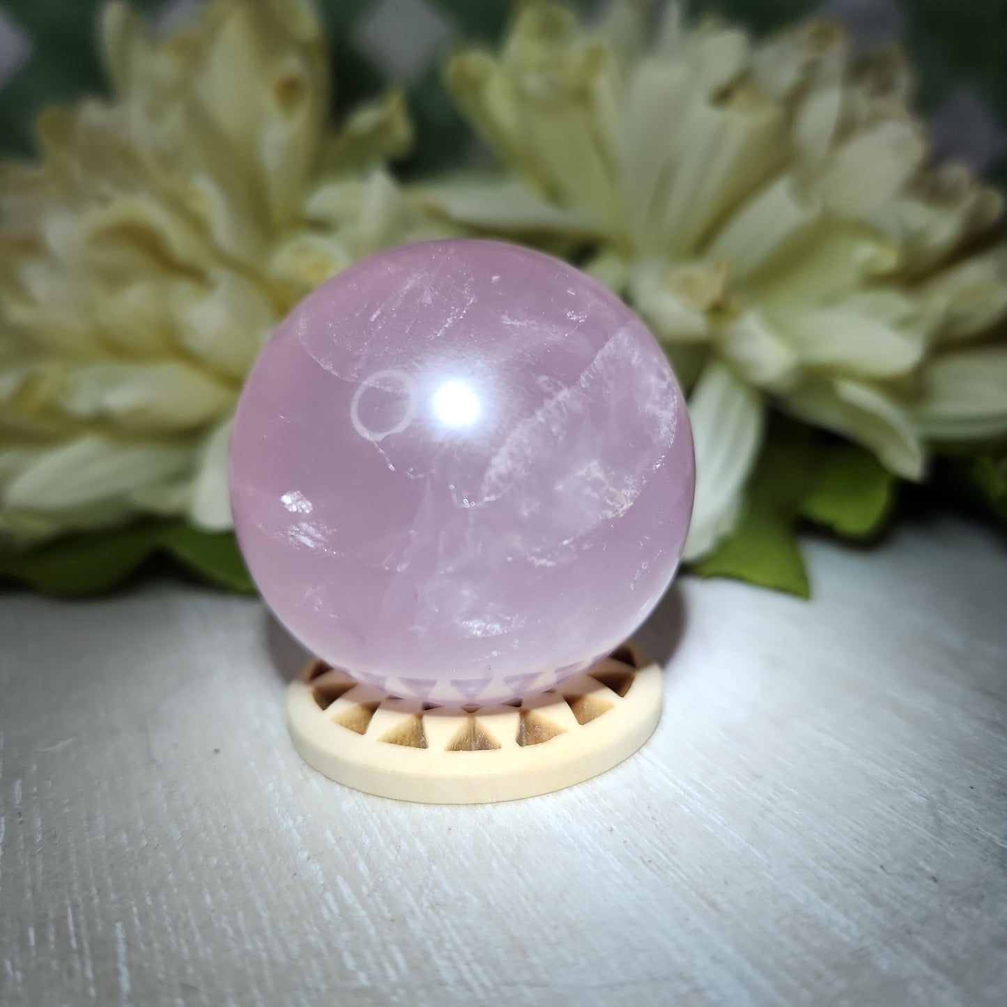 Star flash Rose quartz sphere