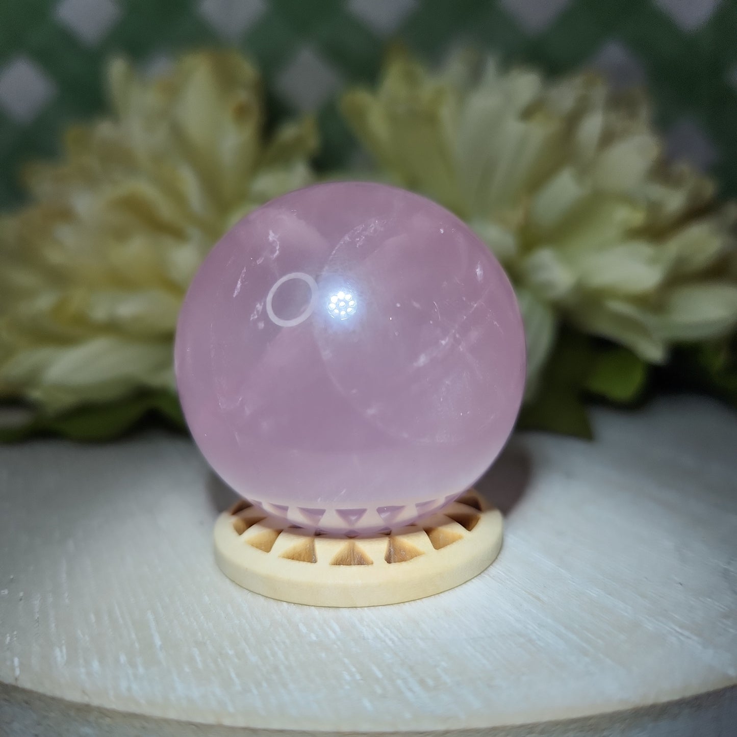 Star flash Rose quartz sphere