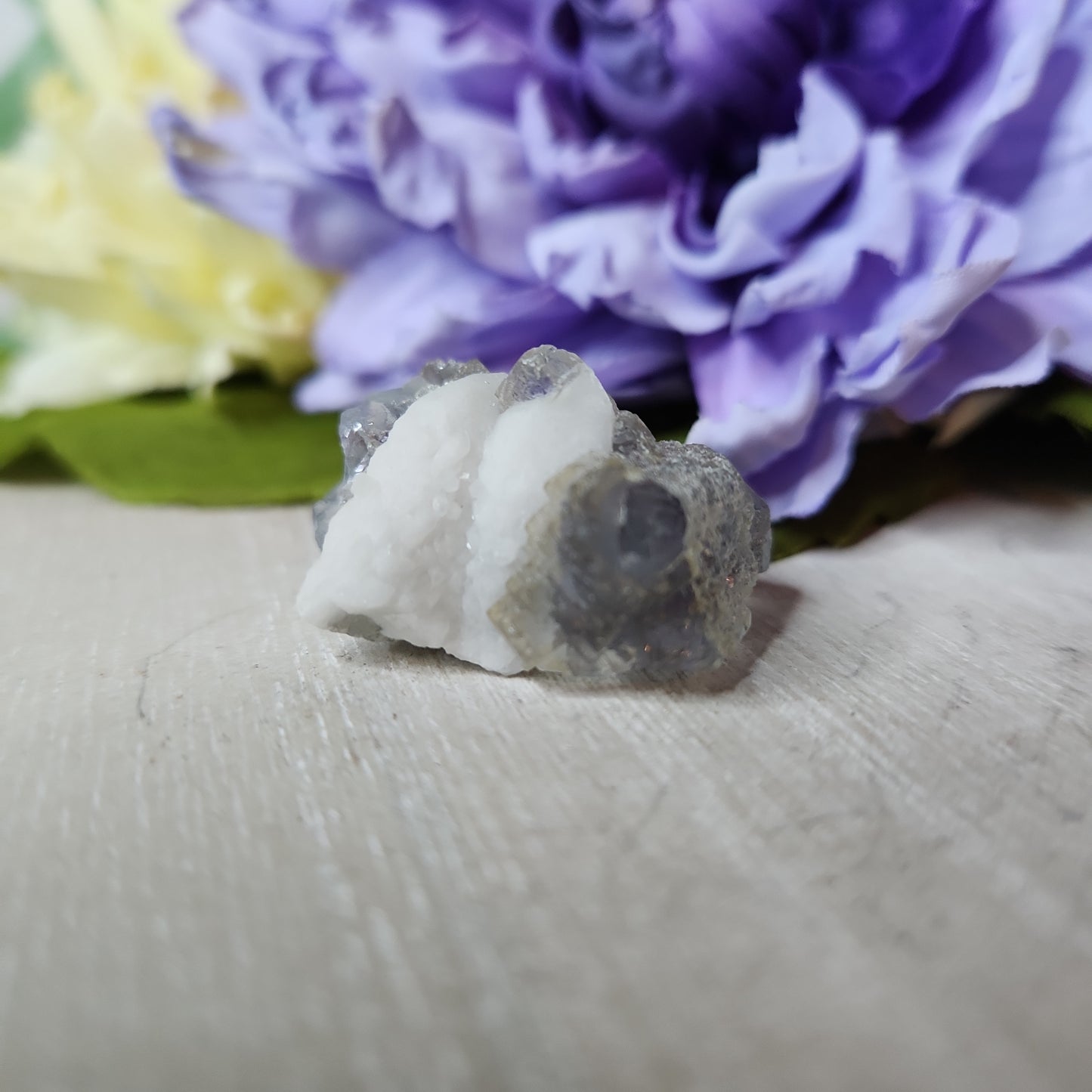 Mongolian flourite with calcite specimen (g)