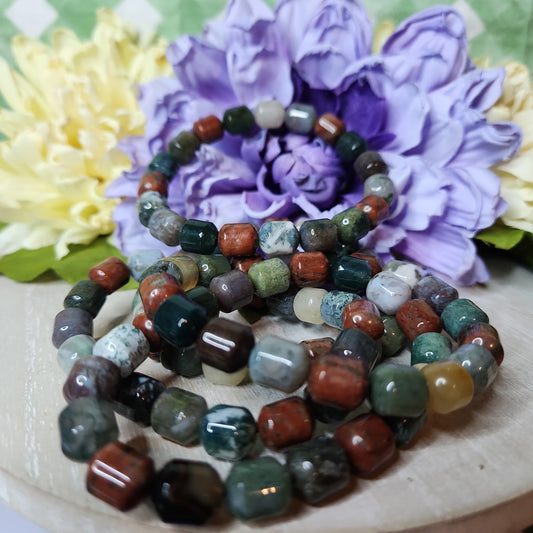 Mixed moss agate and ocean Jasper bracelet